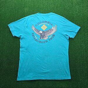 Columbia Tshirt Mens‎ Large Green Teal Short Sleeve Eagle Graphic Tee Outdoors